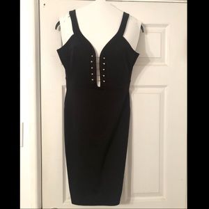 Gold Barbell Plunge Dress